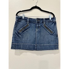 Y2K Gap 1969 Limited Edition Denim Mini Skirt Dark Wash Zipper Pockets Size 6