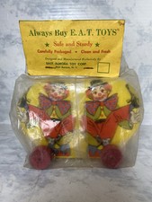 1956 E.A.T East Aurora Toy Corp. Double Clown Pull Behind Toy NEW IN PACKAGE