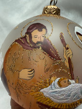 Hand-Painted Nativity 4" Glass Ball Christmas Ornament Joseph Mary Jesus