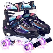 Roller Skates for Kids Girls, 4 Size Adjustable Women Roller Skates with Ligh...