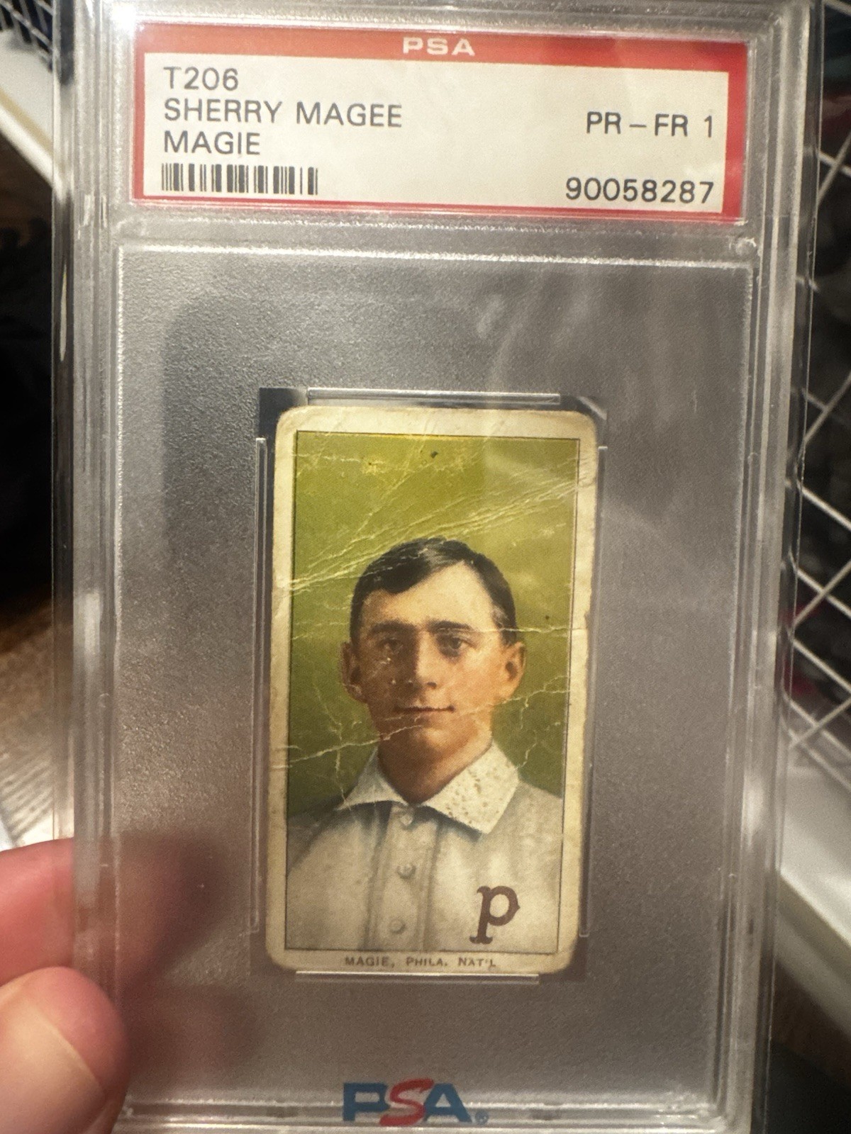 RARE * 1909-11 T206 Sherry (Magie) error Magee Piedmont 150 Tobacco Card PSA 1