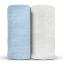 The Geo Softie Baby Swaddle 2 pack blue white hypoallergenic soft breathable S6