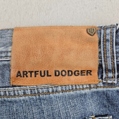 Artful Dodger Jeans Mens 34x31 Blue Distressed Whiskered Urban Grunge Streetwear - Picture 3 of 20