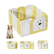 Foldable Dog Play Pen Indoors, Non-Slip Sturdy Puppy Playpen with Door, 25.5"...