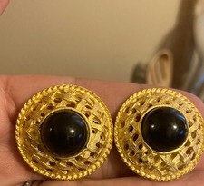 Nancy Katz Vintage Gold-Tone Basketweave Shoe Clips