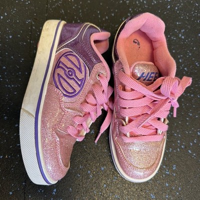 Heelys Shoes Youth Size 2Y Pink Glitter Purple Heel Roller Skate