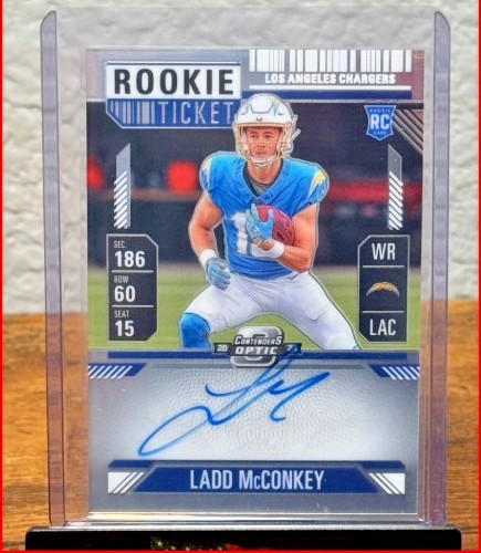 2024 Contenders Optic Ladd McConkey Rookie Ticket On Card Auto Rookie #110 LA