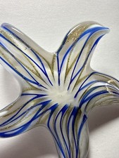 Murano Style Aventurine Art Glass Starfish Pendant Blue White Gold Hand Blown