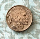 "EF" 1937 "P" Mint CRISP buffalo, compl. horn, SHEEN W/ SHIMMER! nice aged tones