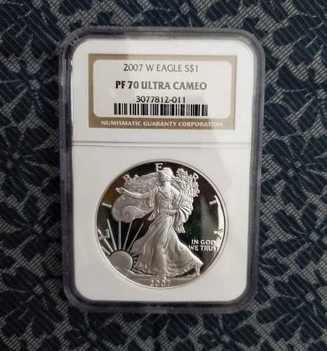 2007 W American Eagle Silver Dollar  PF 70 Ultra Cameo  - NGC
