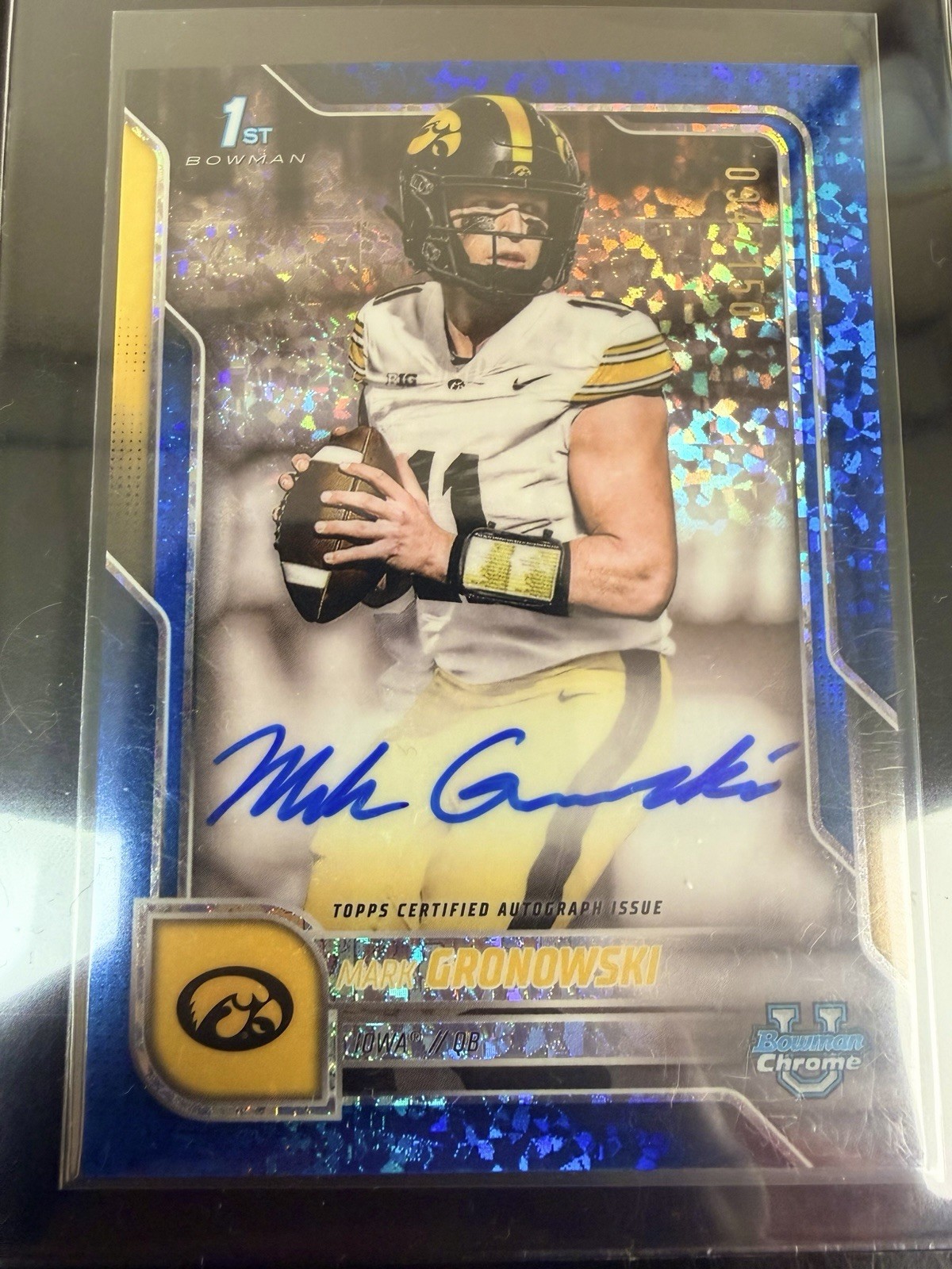 2025 1st Bowman Chrome Mark Gronowski Blue Mini Diamond Auto /150 #BCA-MG