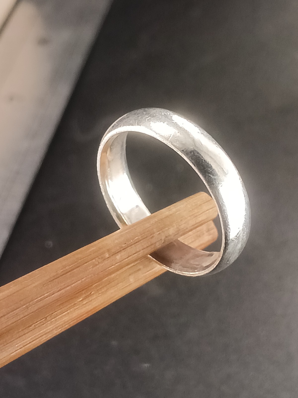 Mens Heavy Textured Sterling Silver Plain band Ring size V 6g