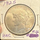 1925 Peace Silver Dollar $1 0.900 Silver Business Strike Philadelphia UNC