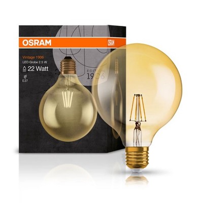 Osram LED Filament Globe G125 Vintage 1906 2,8W = 21W E27 Gold extra warmweiß