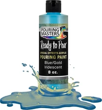 Pouring Masters Blue/Gold Iridescent Special Effects Pouring Paint - 8 Ounce Bo