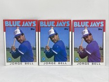 1986 Topps JORGE BELL - Wax Box Bottom (x3) *CR / SCR* - Toronto Blue Jays