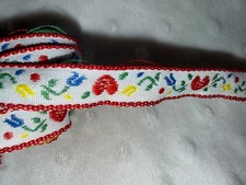 3.3 Yards 1/2" Wide Edelweiss Ribbon Trim Folk white red heart yellow blue tulip