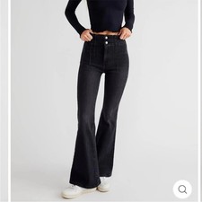 Free People We The Free Womens Jayde Flare Jeans Black Size 30 High Rise