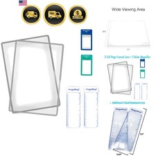 2PACK Large Full Page 3X Magnifying Sheet Fresnel Lens 7.5" x 10.5" with 2 R...