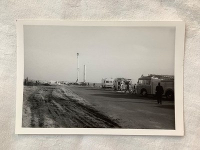 Emergency Services attending an incident , fire engines etc early 1980's photo