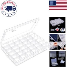 Transparent 36-Compartment Bead Organizer Storage Box with Adjustable Dividers