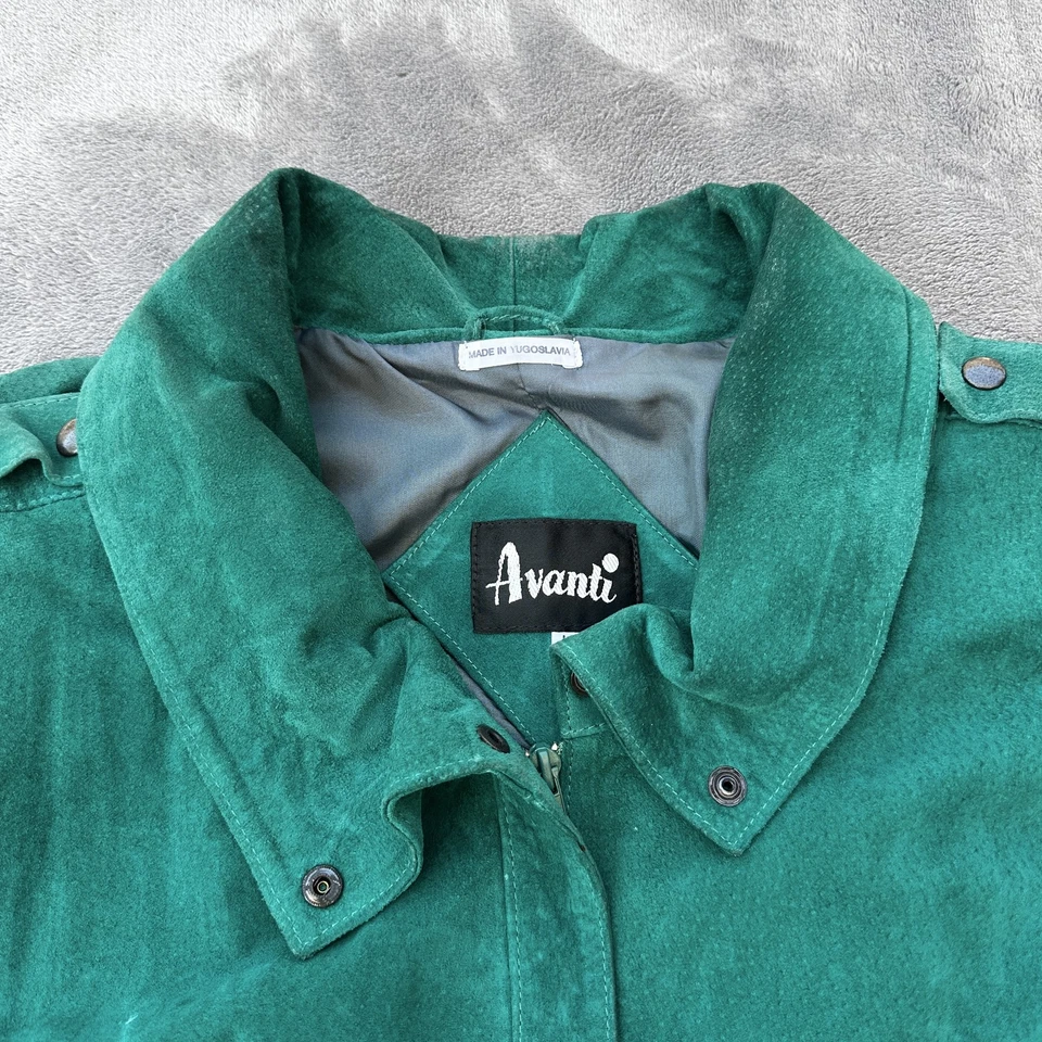Vintage Avanti Jacket Womens Large Green Suede Bomber Made Yugoslavia 80s Retro - Image 2 of 4