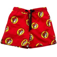 Buc-ee  s Boys Swim Trunks Shorts 4T Red Beaver Logo Quick Dry Elastic Waist
