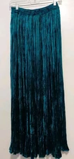 Mix It Vintage Pleated Velvet Maxi Skirt Teal Medium