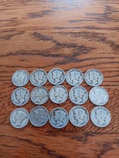 1 Troy Oz ( 1.40 Face Value) + Slider 90 % Circulated Junk Silver Mercury Dimes