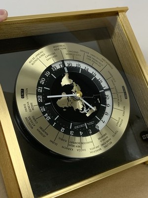 Vintage SEIKO Analog Bespoke Plane World Time Desk Clock Japan QQZ885A ISSA