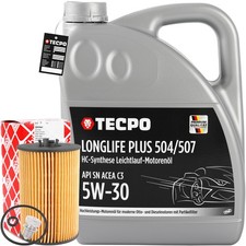 FEBI ÖLFILTER für VAG 2.0 TDI + 5L TECPO 5W-30 LONGLIFE PLUS MOTORÖL 504 507.00