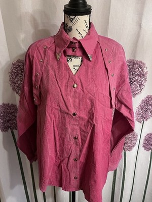 Vintage Sassa Rodeo Western blouse  Barbie pink Button Down Shirt Large 