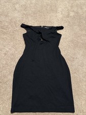 Express Black Small Sleeveless Dress Off Shoulder Keyhole Front Gold Zip Back