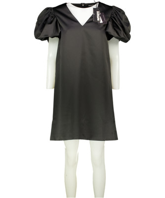 ROTATE BIRGER CHRISTENSEN Minikleid schwarz Puffärmel A-Linie Herzogin Satin UK 4