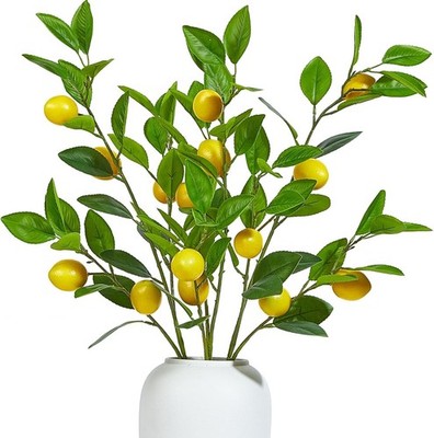 36 Inch Artificial Lemon Branches for Vases Greenery Stems with Faux Fruits R...