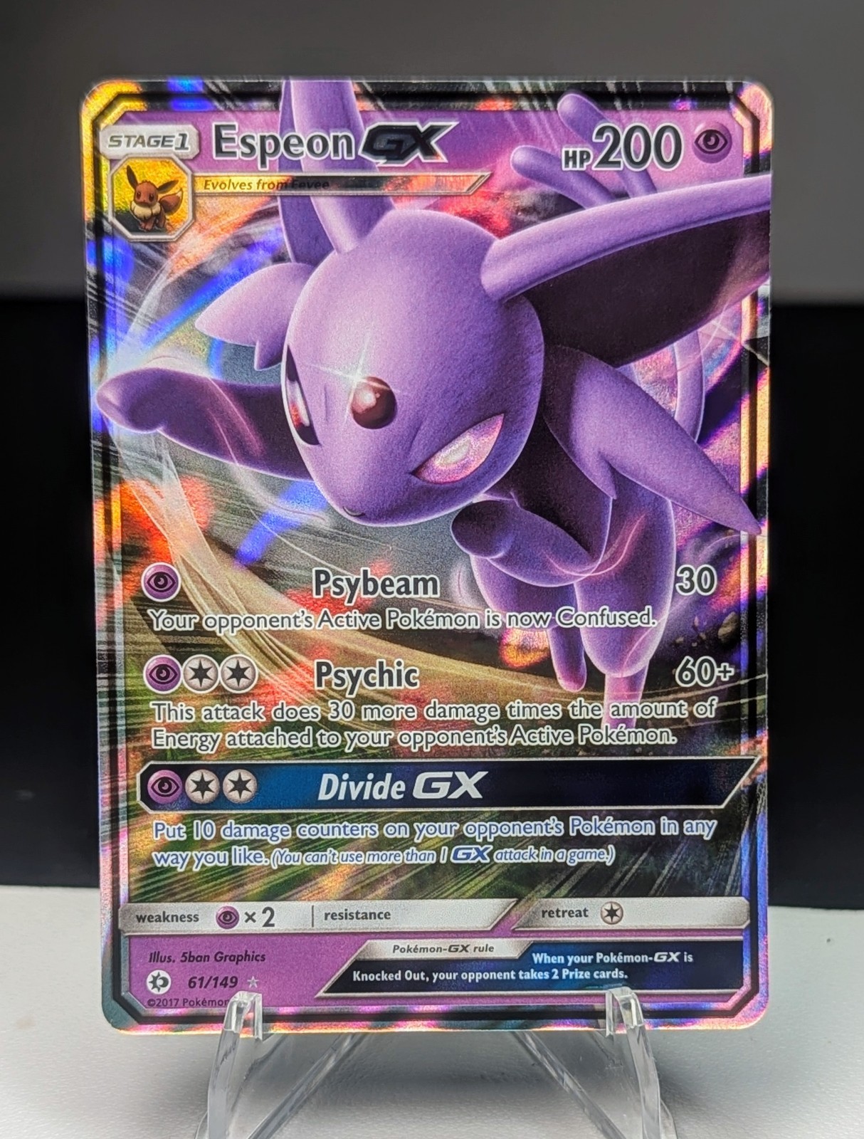 Pokemon Espeon GX 61/149 Sun & Moon: Base Set Ultra Rare Holo Foil Near Mint