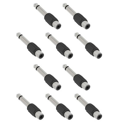 10Pcs RCA Female Jack To 1/4 '' Male Mono Plug Single Audio Connector Adapter DIY
