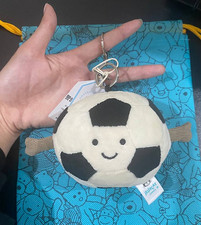 Jellycat Amuseables Soccer Ball Plush Bag Charm Keychain NWT Cute Gift w/ Bag