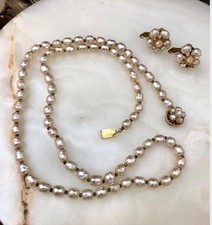 VTG 1950s Signed MIRIAM HASKELL Society Dame BAROQUE PEARL Demi-Parure Excnt