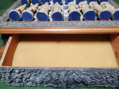 Antique Pancho Villa and Venustiano Carranz Chess Set Wood Resin Base Malachite - Picture 8 of 16