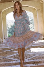 SPELL Love Story Boho Midi Gown Sky Size XS