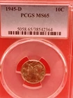 1945 D Mercury Dime 10c PCGS MS65
