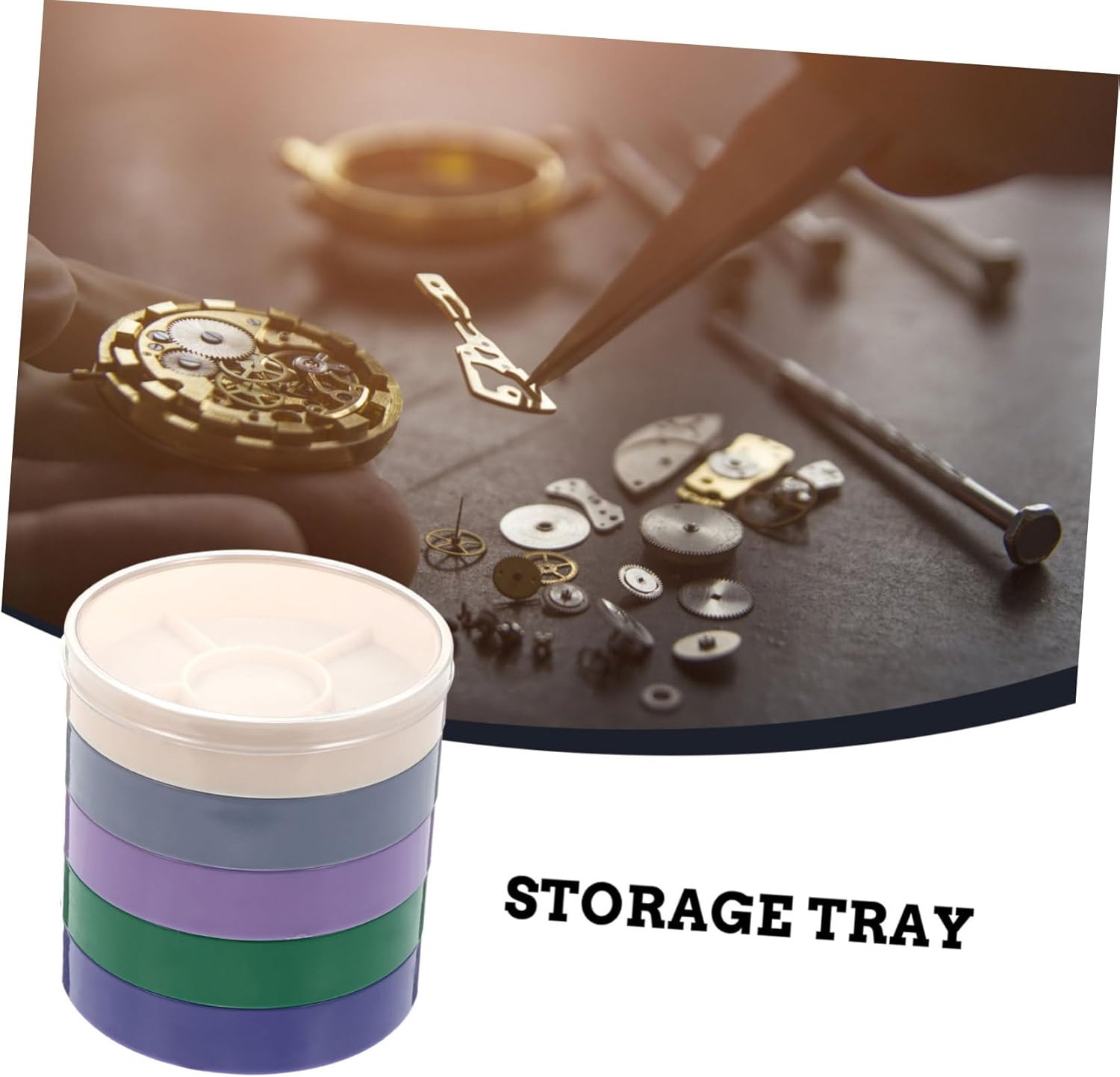 Watch Movement Dust Cover Tray 5 Layer Storage Box for Watches Movement Parts...