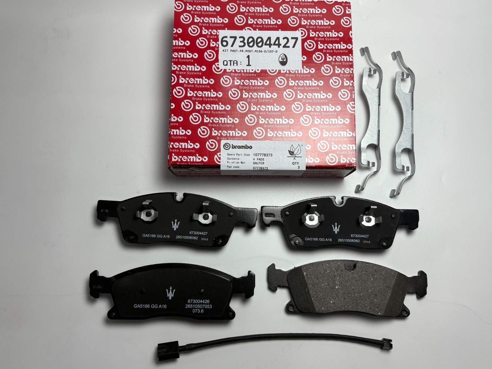 Gen Front Brake Pads Set for Maserati Levante (2017+) 3.0L/3.8L 673011564