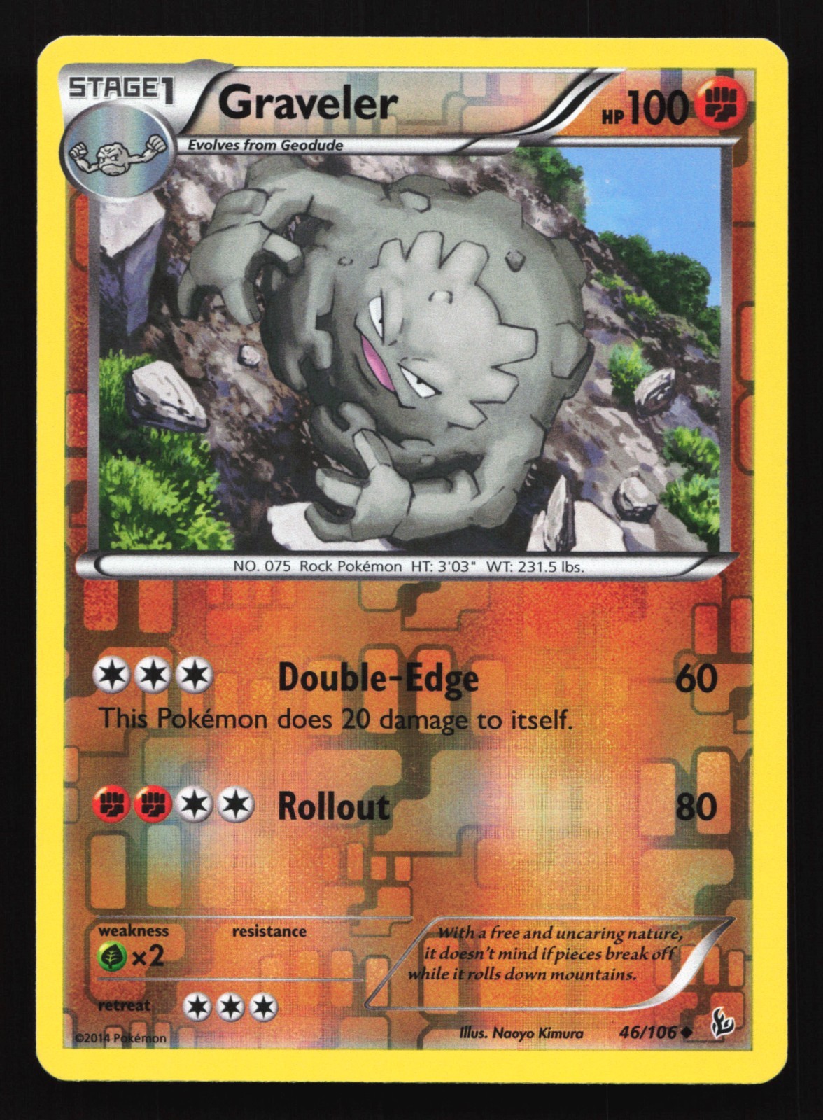 Pokemon Graveler 46/106 Flashfire Reverse Holo LP