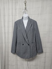 Gap Blue Herringbone Blazer Double Breasted Plaid Preppy Collegiate 10