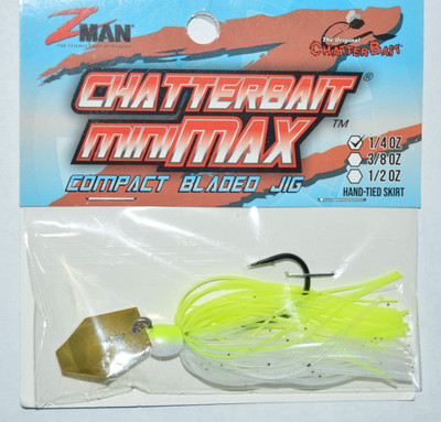 zman z-man chatterbait mini max 1/4oz compact bladed jig chartreuse white