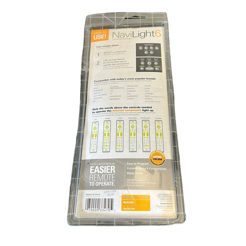 RCA NAVILIGHT 6 DEVICE UNIVERSAL REMOTE CONTROL W/KEYS THAT LIGHT UP RCR660 - Image 3 of 3