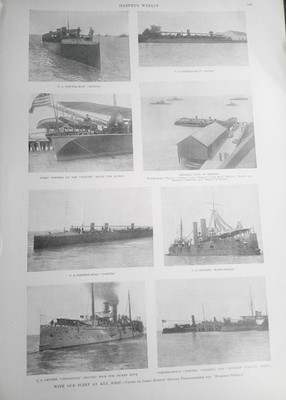 With Our Fleet at Key West / The Defences of Havana map - Harper's Weekly 1898