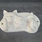 Avon White Glossy Ceramic Cat Wall-Mounted Coat Hook Rack, 2 Hooks — photo 3